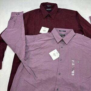 Brandini Shirt Mens Large Purple Stripe Microfiber Dress Long Sleeve Classic Fit